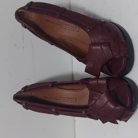 Marc Jacob's leather peep toe platform heels burgundy wine - Picture 1 of 6
